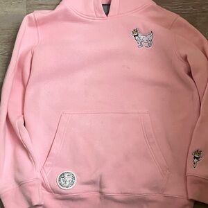 Kids Pink Hoodie GOAT USA and 7 GOAT stickers